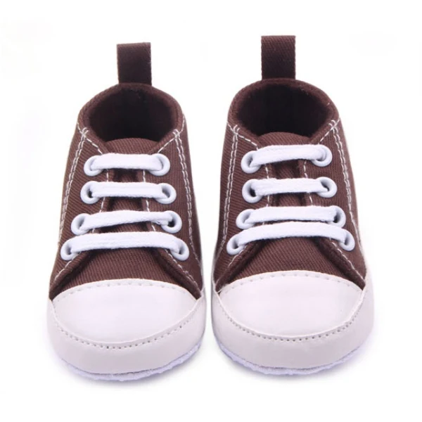Классические парусиновые спортивные кроссовки для новорожденных мальчиков и девочек; обувь для первых шагов; обувь для малышей с мягкой нескользящей подошвой; обувь для малышей; S3 - Цвет: Коричневый