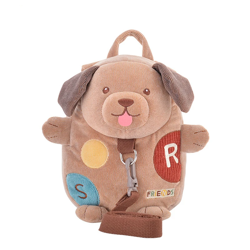 Детский рюкзак с ремнем на поводке, плюшевая кукла, школьный рюкзак для малышей, сумка с защитой от потери - Цвет: Brown Dog