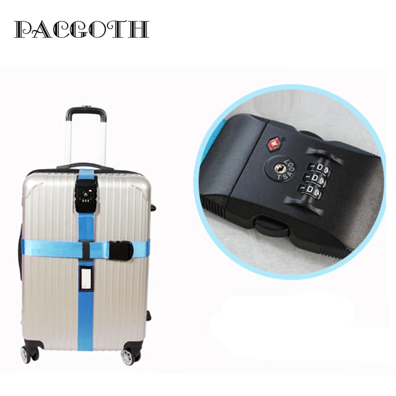 

PACGOTH TSA APPROVED LOCK Nylon Lock Cross Luggage Straps Suitcase Belts Adjustable Travel Packing Belt Security Straps 1 Piece