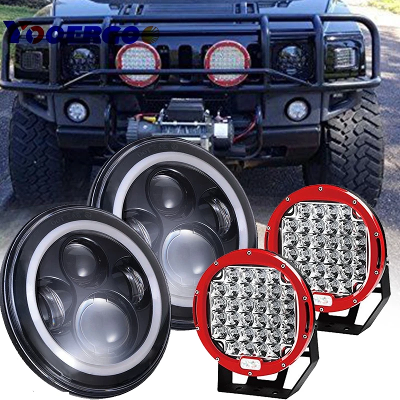 

7'' LED Headlight Amber Signal Turn Light 9 inch work light Kit for Jeep Wrangler JK