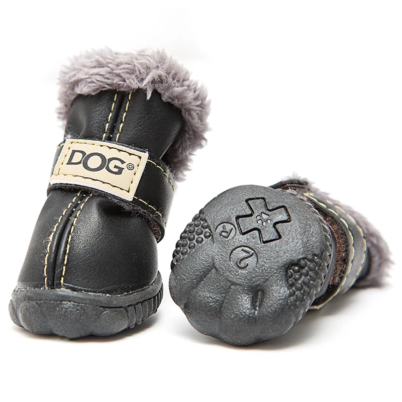 4 Pcs/sets Winter Pet Dog Shoes For Small Dogs Warm Leather Puppy Snow Boots Waterproof Chihuahua Pug Cat Products|Обувь для собак| |