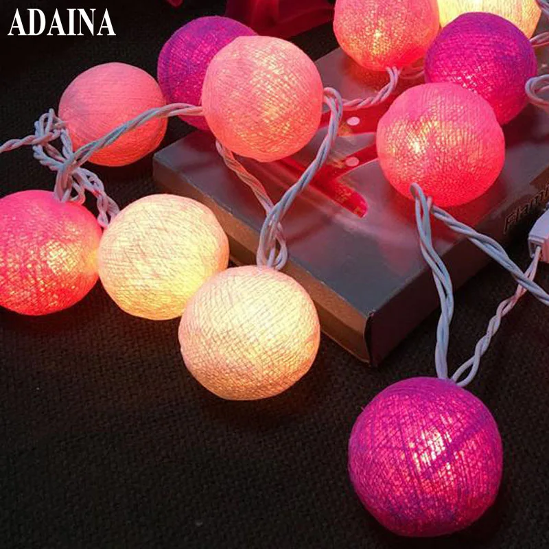 220V 35 Cotton Lighted Balls Christmas Fairy String Light Home
