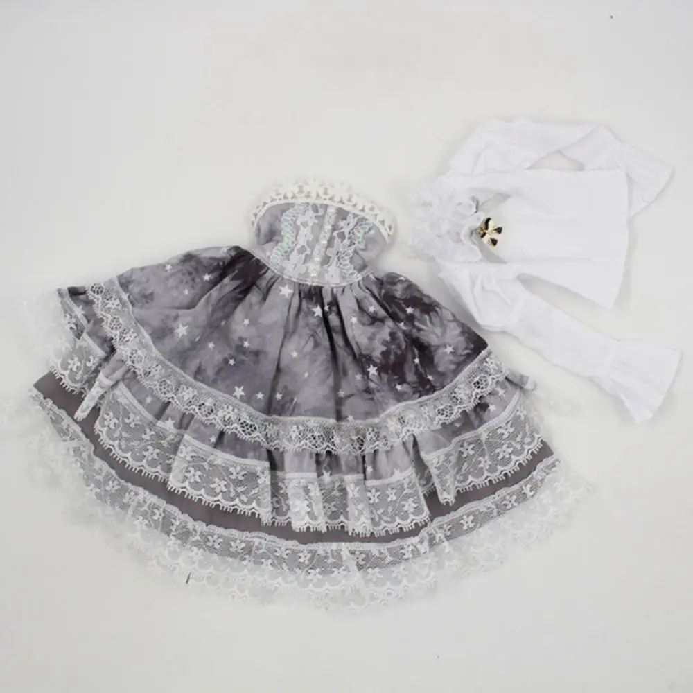 Сказочная мечта только для 1/4 bjd 45 см Женская белая рубашка серая юбка кружевной