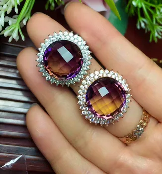 

KJJEAXCMY fine jewelry S925 pure silver inlay purple and yellow crystal cut lady ring