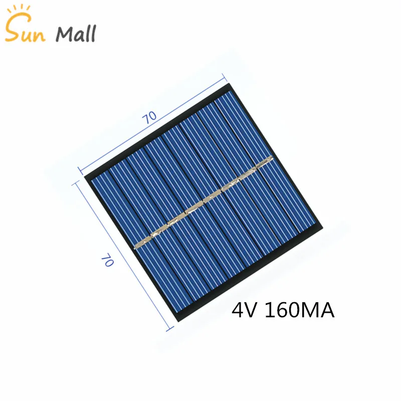 

Mini Poly Solar Panel 4V 160MA for Charging 2.4V Battery DIY Handmade Science Experiment 70*70MM