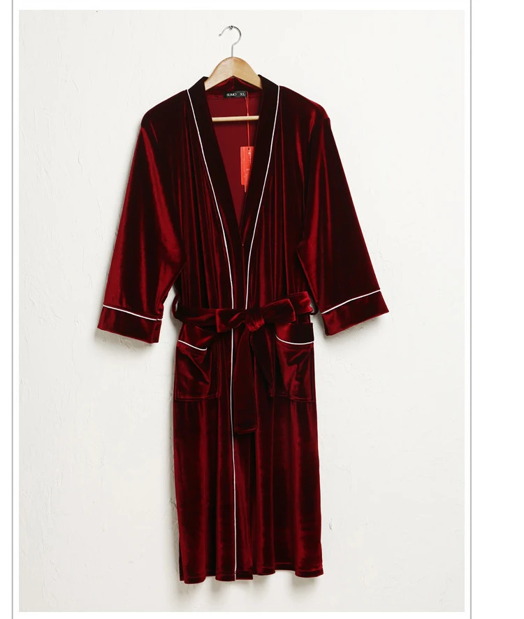 Men Women's Sleep Lounge Robes Gold Velvet  Autumn Nightgrowns Couple Robe Bathrobe Male Female Dressing Gown Lounge Homewear  