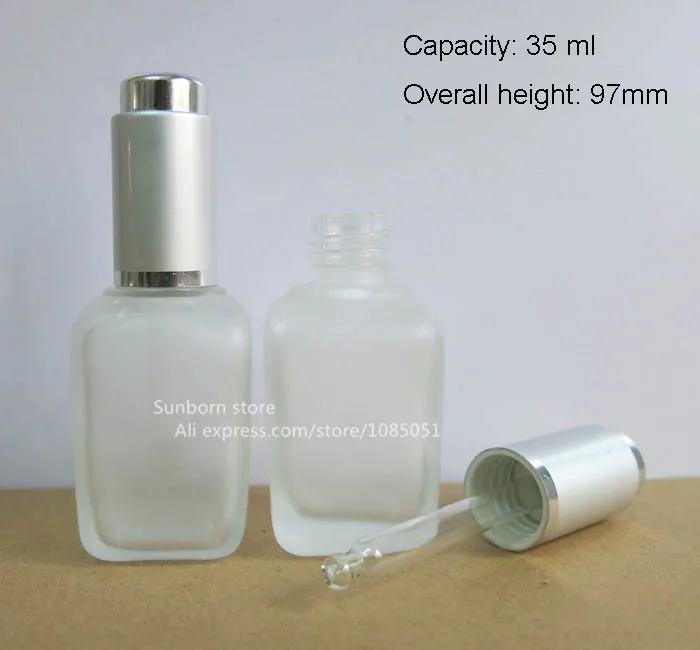 

100 pcs/lot 30cc white frosted glass cosmetic essential oil packaging container with push dropper