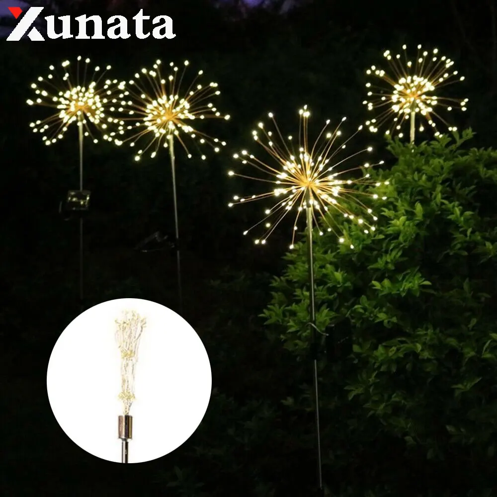 

Led Solar Fireworks String Light Waterproof Solar Powered 90leds Sliver Copper Wire light Holiday Party Christmas Decor Lights