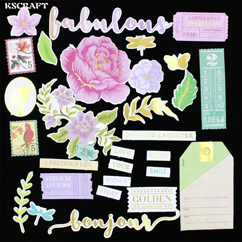 

KSCRAFT 118pcs A Precious Life Cardstock Die Cuts for Scrapbooking Happy Planner/Card Making/Journaling Project