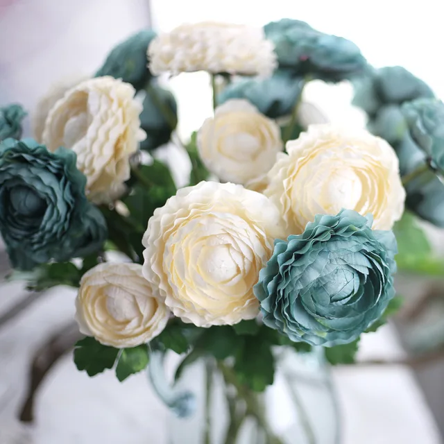 3pcslot artificial ranunculus silk flowers for home decor artificial 2 heads tea rose flower - Silk Arrangements For Home Decor 2 3pcslot artificial ranunculus silk flowers for home decor artificial 2 heads tea rose flower - Silk Arrangements For Home Decor 2