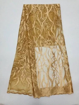 

New Golden super deal Transparent french net lace fabric with stones tulle beautiful guipure African lace fabric sewing material