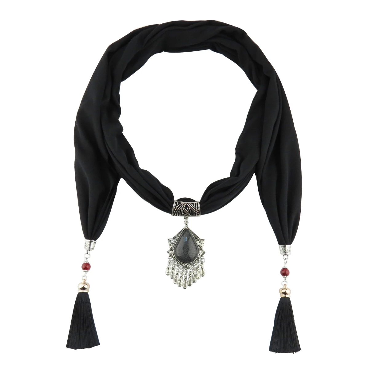 Модный кисточкой Кулон леди шифон шарф-ожерелье, ювелирные изделия платок на голову