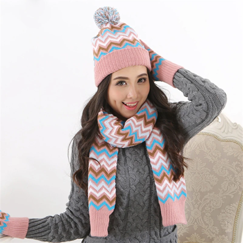 New Arrival High Quality Fashion Winter Women Thickening Knited Scarf Hat Setin Women's Scarf