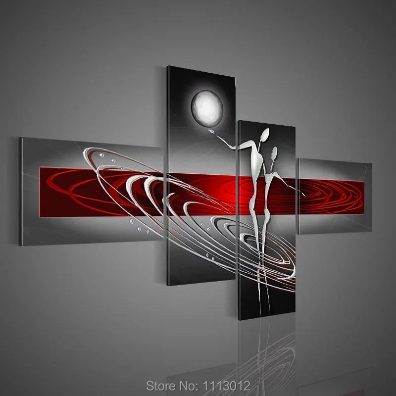 Preise Moderne Sexy Menschen Schatz Tänzerin Sonne Ölgemälde Auf Leinwand 4 Panel Art Set Home Abstrakte Wand Dekor Bild für wohnzimmer