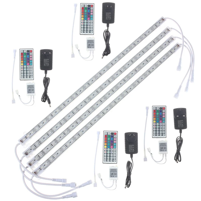 

4Pcs 50cm Rigid RGB LED Strip Light 5050 SMD Waterproof IP65 Fish Tank Aquarium Lamp TV Background AU/UK/EU/US Plug