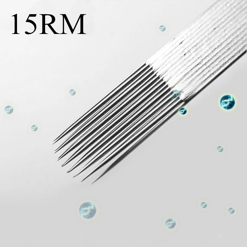 Коробка из 50 одноразовых стерилизованных игл для татуировки 15RM (15 изогнутых