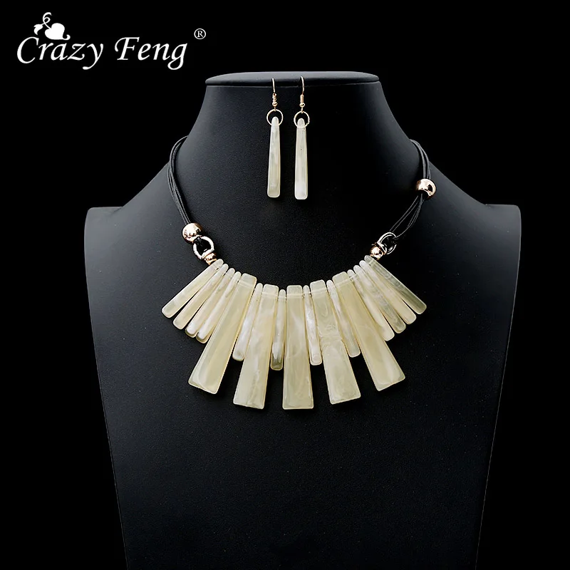 

2019 Hot Sale Fashion Large Choker Necklaces Earrings Set For Women Exagrated Wedding Jewelry Set Rope Chain Stateme Necklaces