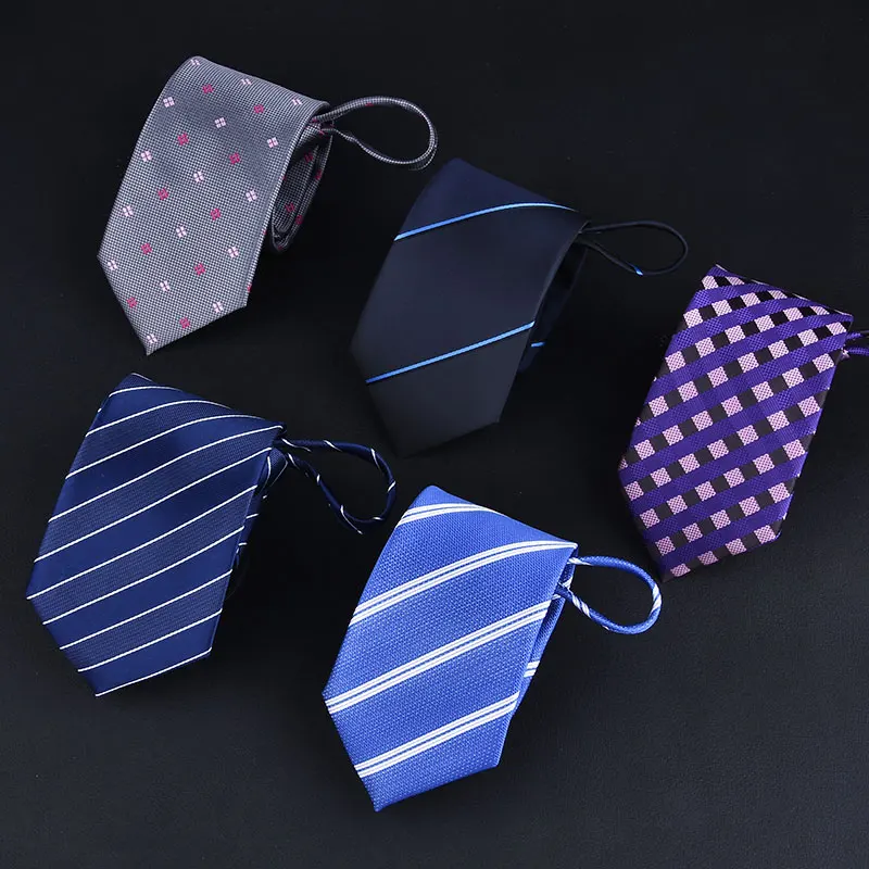 

New 7cm Zipper Men Ties Business Fashion Style Slim Men Neck Tie Simplicity Design Solid Color For Party Lazy Formal Ties