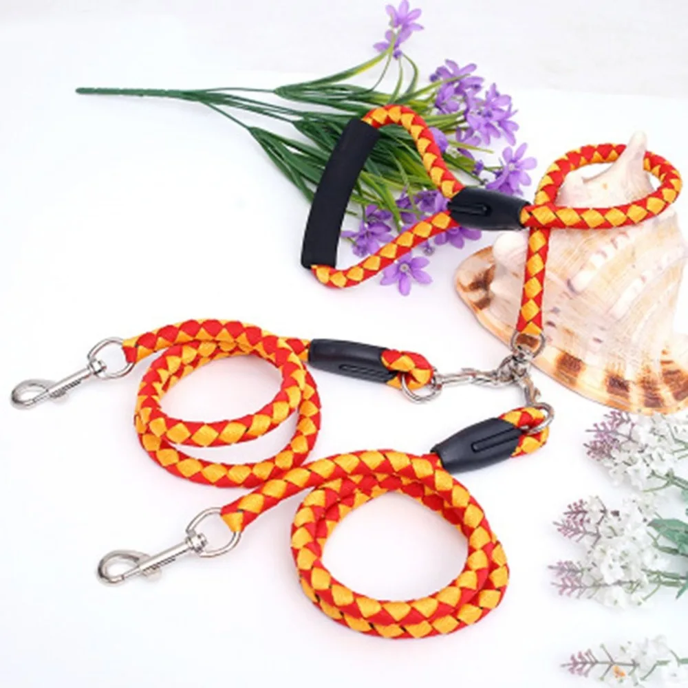 

Double Dog Leash Braided Tangle Dual Nylon Leash Coupler For Training Two Dogs Pet collar Accessories Pet Leash