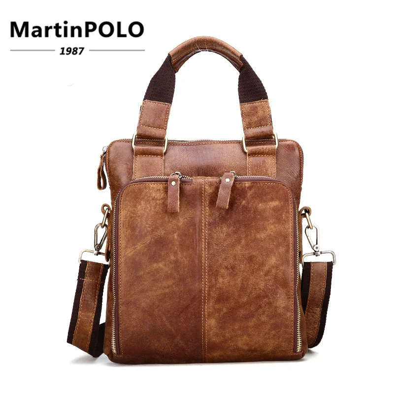 

Casual Men Business Shoulder Bags Genuine Leather Briefcase Vintage Messenger Travel Bags Male Crossbody Bags Laptop Handbags
