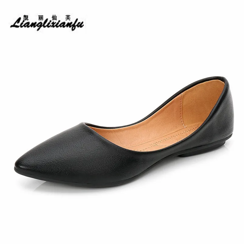 

LLXF Plus:36-41 42 Spring/Autumn Loafers Fashion casual shoes woman Pointed Toe Stiletto Moccasin zapatos mujer Flats
