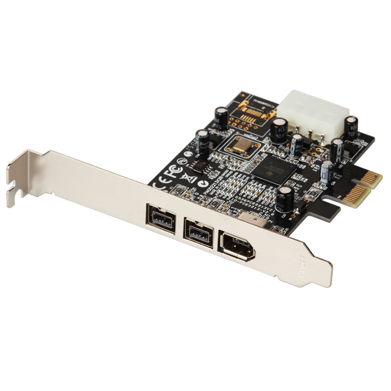 

BTBcoin Add On Card PCI Express 3 Port Firewire 1394B & 1394A PCIe 1.1 x1 Card TI XIO2213B Chipset 1394 Cable Video Capture Card