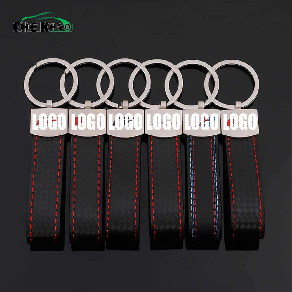 

New Arrivel Metal PU Leather Car keychain Car Rings For Benz AMG M Tech M Sport Sline Rs R M3 M5 X1 X3 E60 Car key Chain Gift