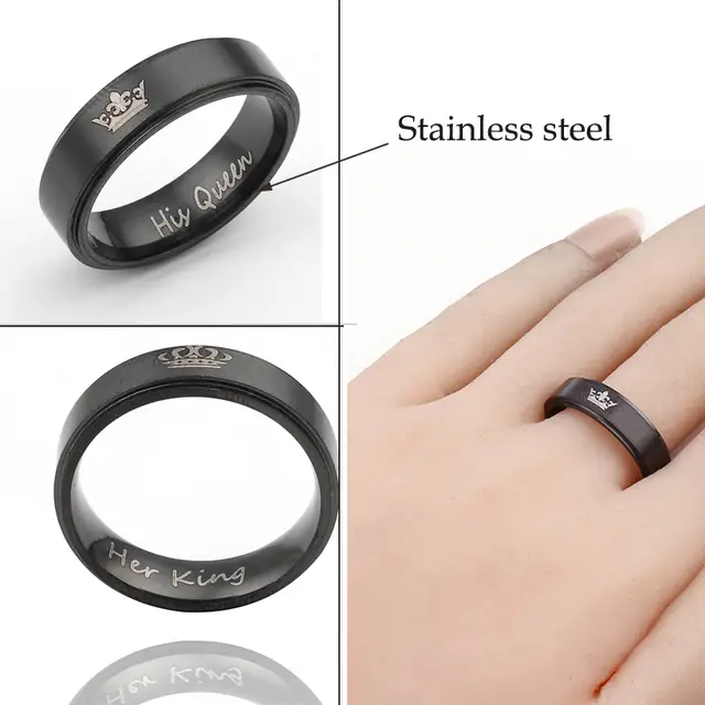 Online Shop King Queen Stainless Steel Ring Couples Lover Rings