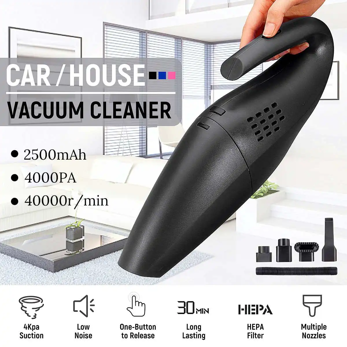 

Newest 120W Handheld Car Wireless Vacuum Cleaner With High Power Dual Purpose Wet & Dry Portable Rechargeable Home Cleaning Tool