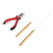 Neitsi один набор волос Инструменты для наращивания волос кольца(1 шт. изогнутые носовые иглы плоскогубцы+ 1 шт. медный крючок иглы+ 1 шт. медная петля для нити