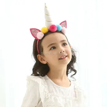 

YANXIAN Unicorn Headband with Pom Cat Ears Hair Band Horn Hairband Headbands for Women Girls Kids Children Hair Accessories