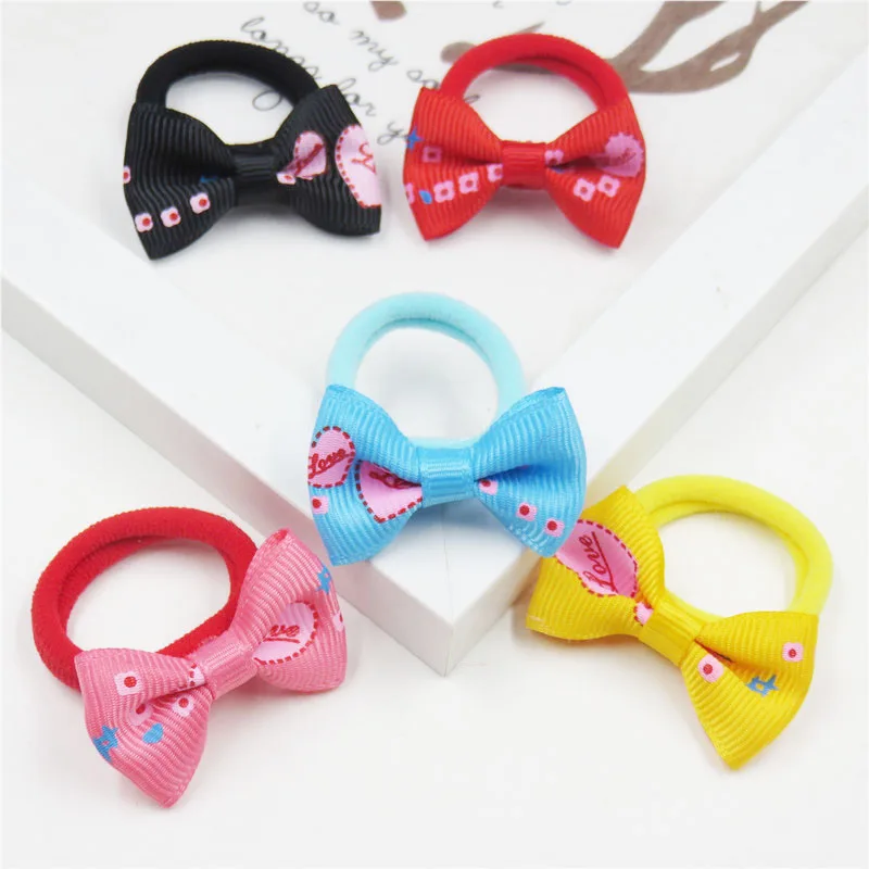 

2PCS/LOT Lovely Candy LOVE Small Bow Hairpin For Girl Hair Tie Child Elastic Hair Bands Scrunchy Clips Hair Accessories For Kids