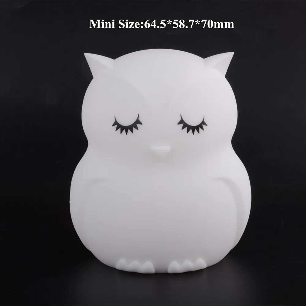 SuperNight Mini Owl LED Night Light 9 Colors Cute Cartoon Silicone Bird Lamp Bedroom Bedside Lamp for Children Kids Baby Gift (9)