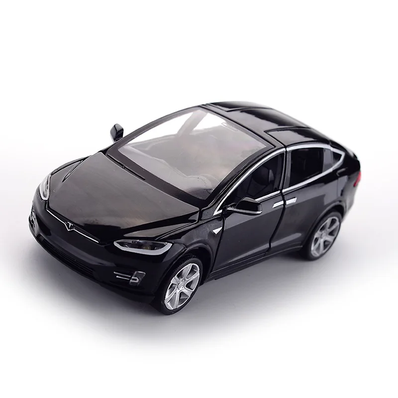  Diecast Vehicles Tesla SUV 1:32 Model Car Metal Alloy Simulation Pull Back Cars Lights Toys For Kid