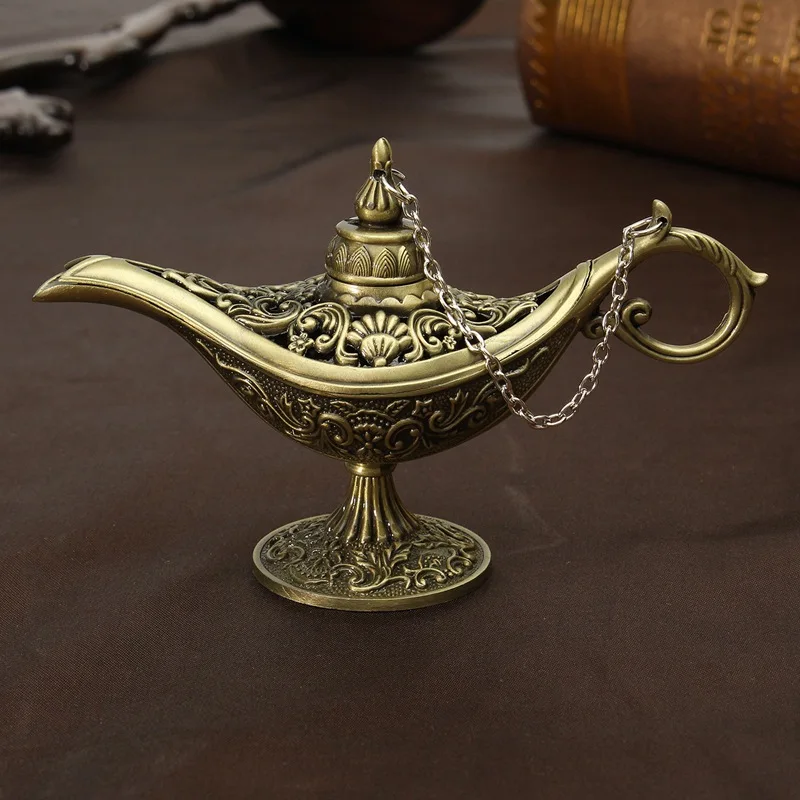 KiWarm Traditional Hollow Out Fairy Tale Aladdin Magic Lamp Tea Pot Genie Lamp Vintage Retro Toy For Home Decor Ornaments KiWarm Traditional Hollow Out Fairy Tale Aladdin Magic Lamp Tea Pot Genie Lamp Vintage Retro Toy For Home Decor Ornaments