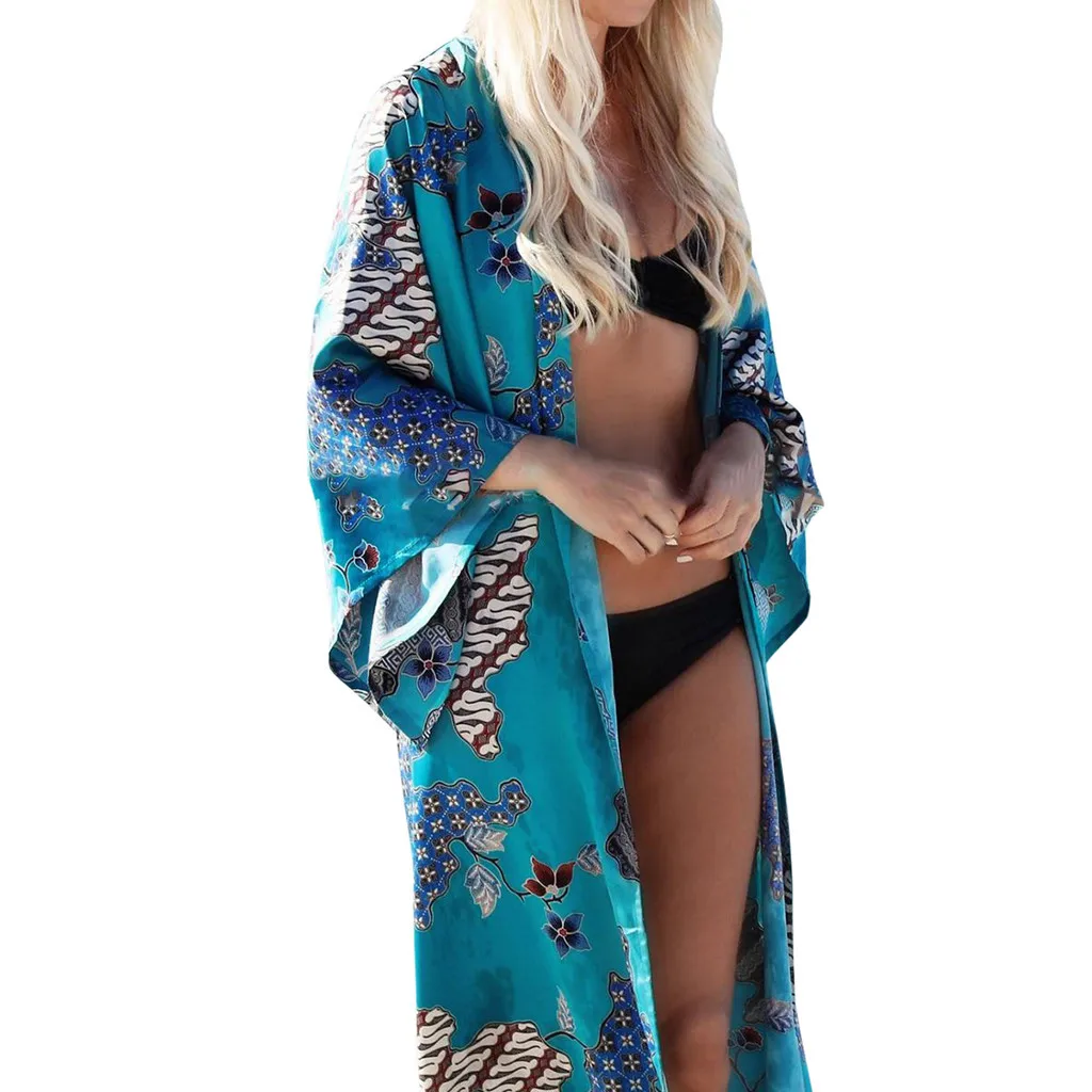 

Long bikini Beach Cover Ups Women summer Print Swimwear Cardigan Bathing Swim suit Bikini Cover Up Sexy Beach Dress S-XXL Lady