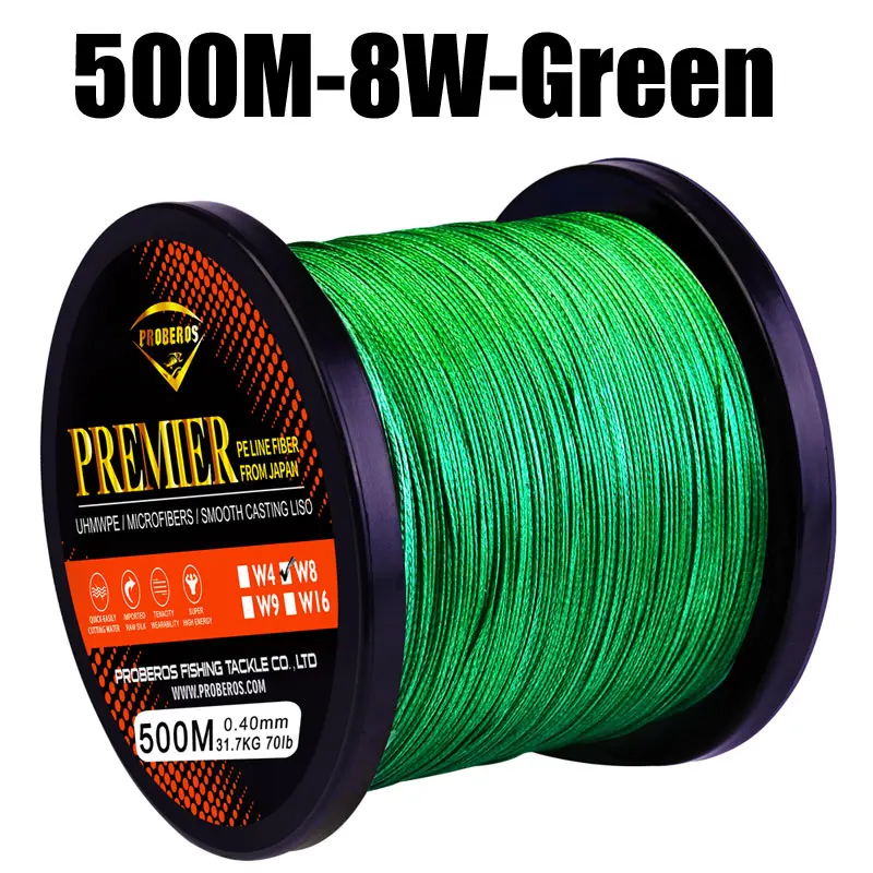 300 м/500 м/1000 м/2000 м PE лески красный/зеленый/серый/ желтый/синий 8 стоит 8 ткет плетеный шнур доступны 40LB-300LB PE линии - Цвет: 500M8X Green