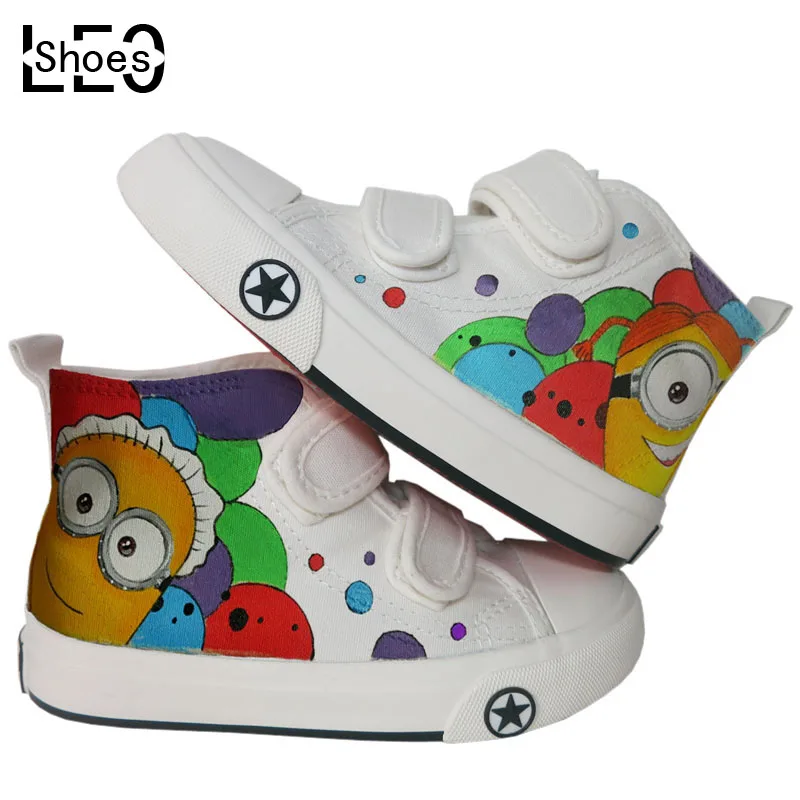

Candy Corlorful Cartoon Minion Unisex Kids Graffiti Canvas Shoes  Hook & Loop Despicable Me 2 School Boys Girls Minions Shoes