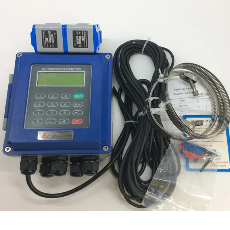 

Digital TUF-2000B Ultrasonic Liquid Flow meter with TS-2 Transducer DN15mm-100mm wall-mounted type flowmeters RS485 interface