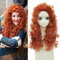 Brave Мерида парик 55 см 21,65 "длинные кудрявые волнистые Аниме Косплей парики для женщин женские поддельные волосы высокое качество