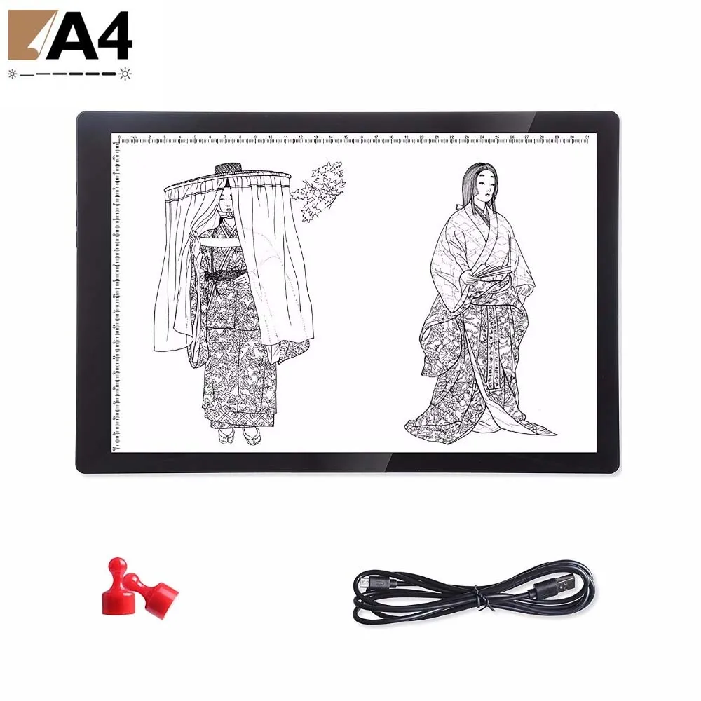 A4 LED light Drawing Board Magnet Digital Tablet Table light Pad Copy Sketch Blank Canvas for Painting Acrylic Watercolor Tracer - Цвет: With magnetic