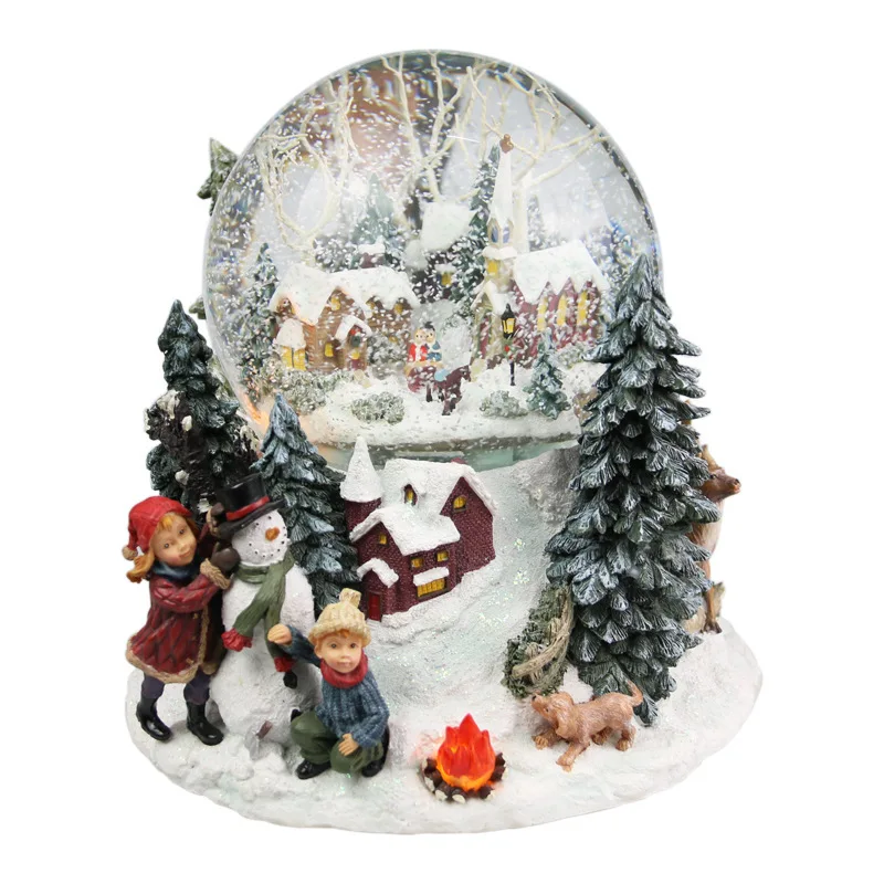 

Free shipping Large Christmas tree crystal ball music box automatic spray drift snow shine with light music box for Christmas