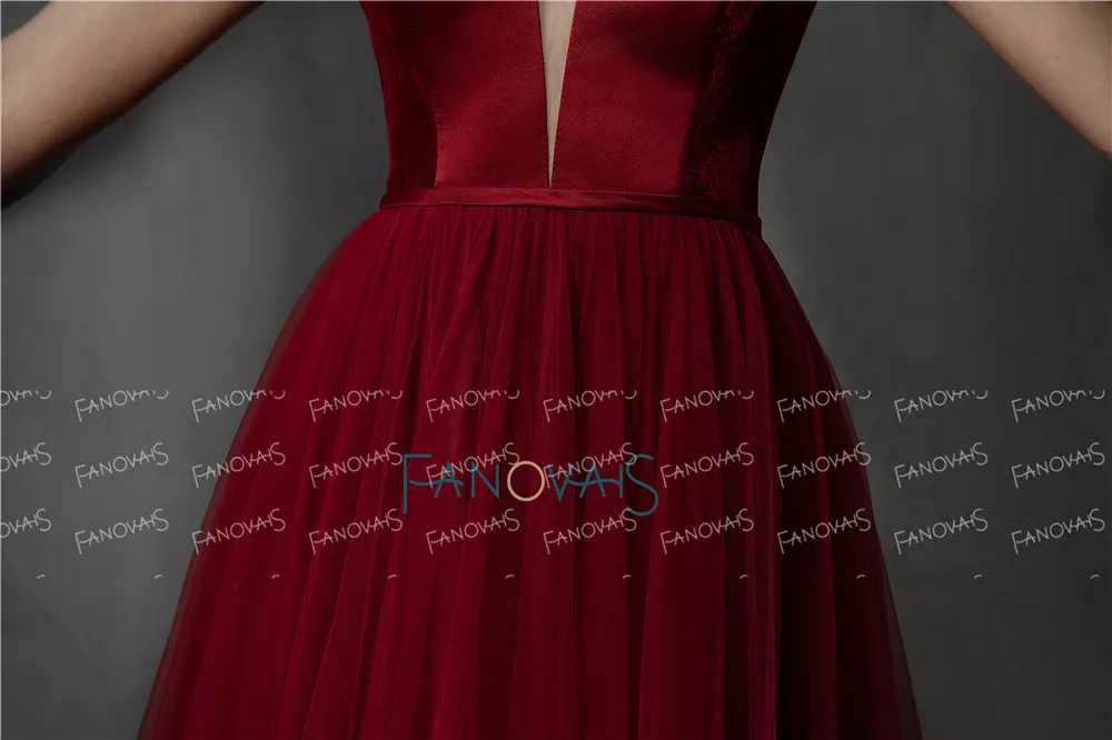 Burgundy Evening Dresses Long Straps V Neck Tulle Velvet A-Line Lace Up Back Evening Gown 2019 Prom Dress Robe de Soiree NE58 Burgundy Evening Dresses Long Straps V Neck Tulle Velvet A-Line Lace Up Back Evening Gown 2019 Prom Dress Robe de Soiree NE58
