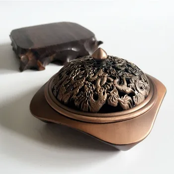 

T Dragon and Phoenix AuspiciousAntique Copper Alloy Incense Burners sandalwood Kowloon Opera Beads Coil Incense Censer
