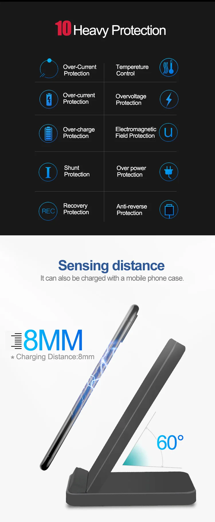 Aucas 10 Вт Быстрое умное интеллектуальное Беспроводное зарядное устройство для iPhone X/XS Max XR samsung S9 S9+ Note 9 8 Беспроводная зарядка