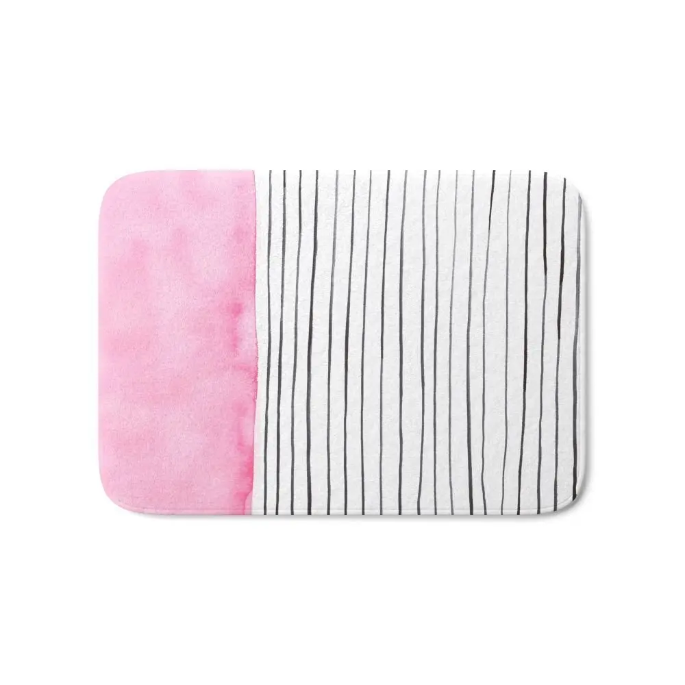 Creative Stripes And Pink Watercolor Doormat Bedroom Living Room