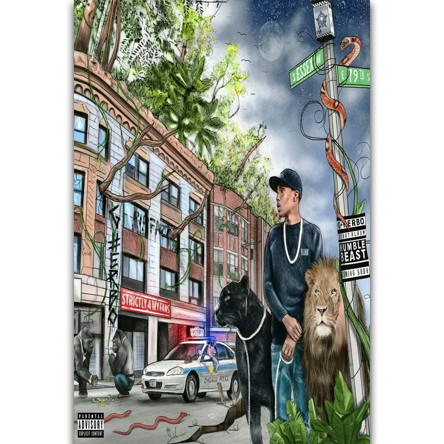 S2205 Album Cover G Herbo Lil Herb Strictly 4 My Fans Rapper Music Wall Art Painting Print On Silk Canvas Poster Home Decoration Painting Calligraphy Aliexpress