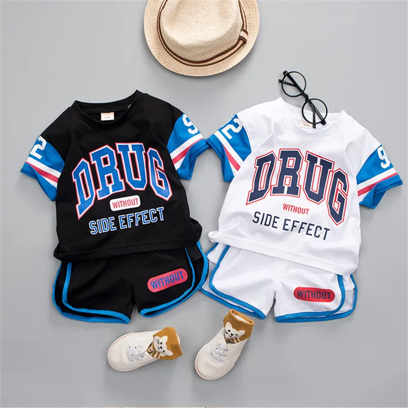 

0-4 years High quality boy girl clothing set 2019 summer new casual active kid children baby clothing T-shirt+pant 2pc