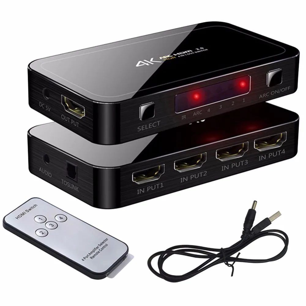 

Hot Intelligent 4X1 HDMI Switch 2.0 With Audio Support HDCP 1.4 4K Audio Extractor Splitter with IR Remote HDMI Adapter for HDTV