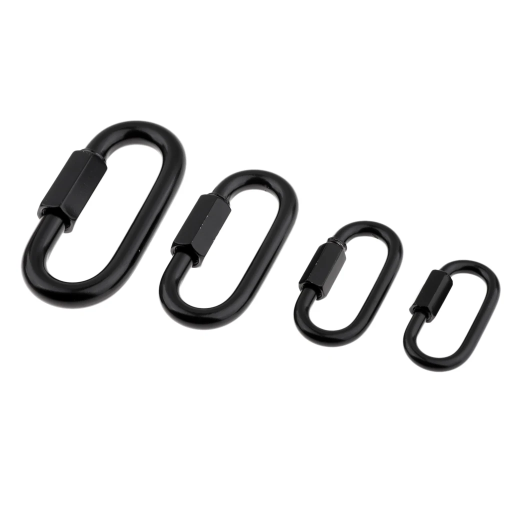 Stainless Steel D Shape Locking Carabiner Quick Link Chain Connector Keychain Buckle